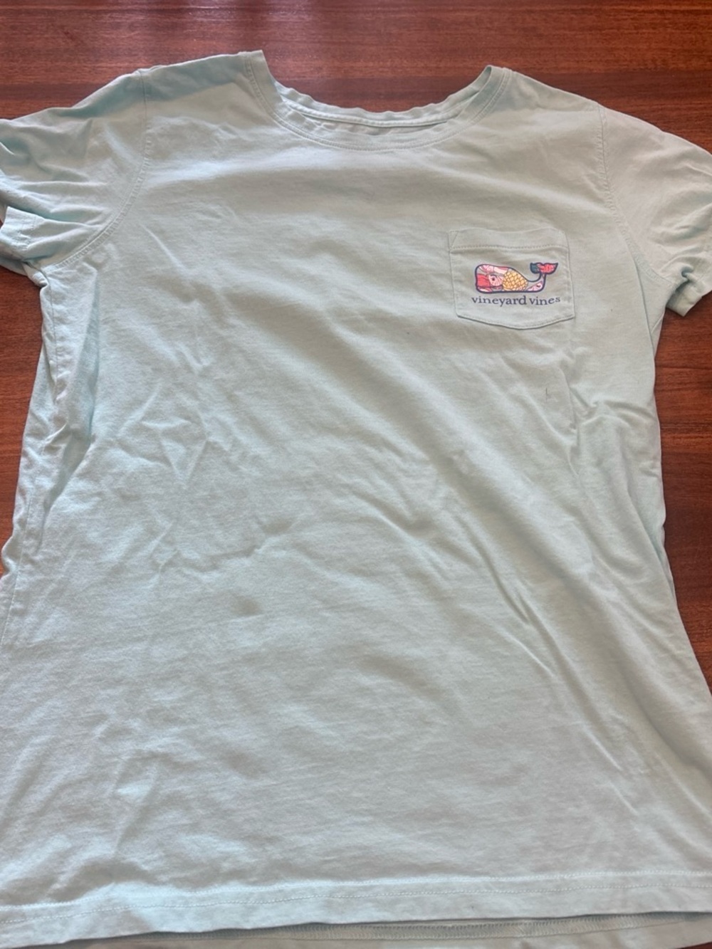Vineyard Vines aqua Blue womens Short-Sleeve Pocket Tee with Whale Graphic